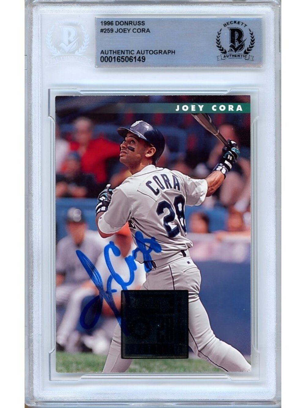 Joey Cora Signed 1996 Donruss #259 Seattle Mariners Beckett BAS Slabbed Auto MLB